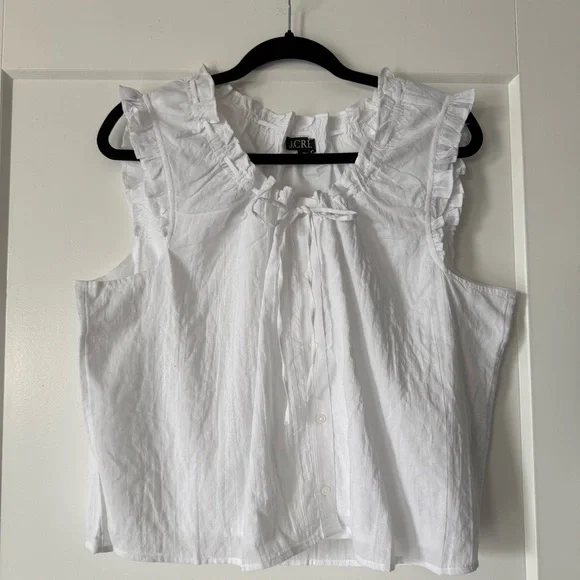 NWT J.Crew White Ruffle Tie-Front Cotton Camisole - Picture 1 of 3